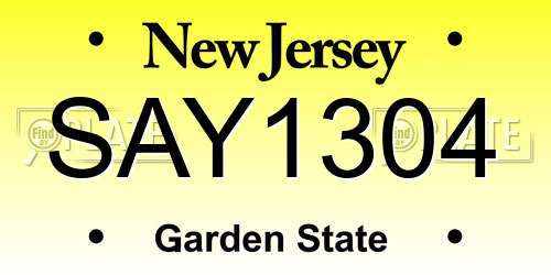 SAY1304 New Jersey License Plate