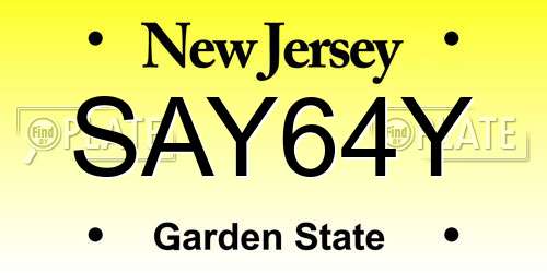 SAY64Y New Jersey License Plate