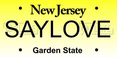 SAYLOVE New Jersey License Plate