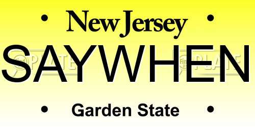 SAYWHEN New Jersey License Plate