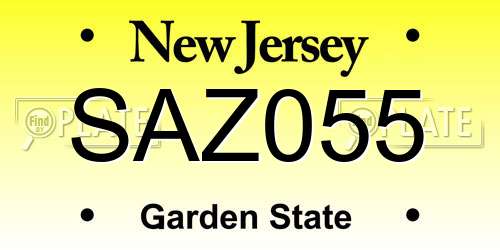 SAZ055 New Jersey License Plate