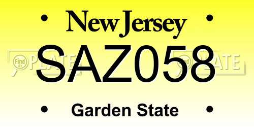 SAZ058 New Jersey License Plate