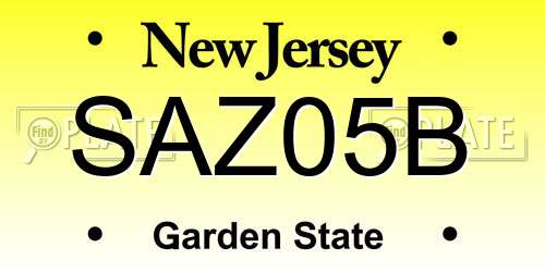 SAZ05B New Jersey License Plate