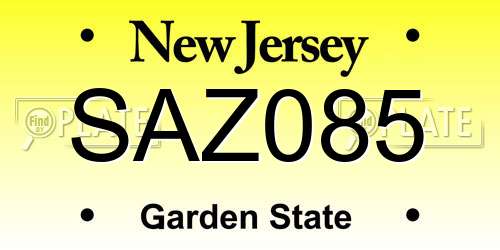 SAZ085 New Jersey License Plate