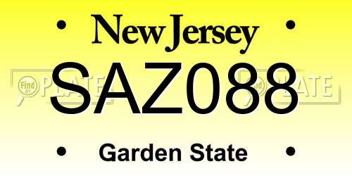 SAZ088 New Jersey License Plate