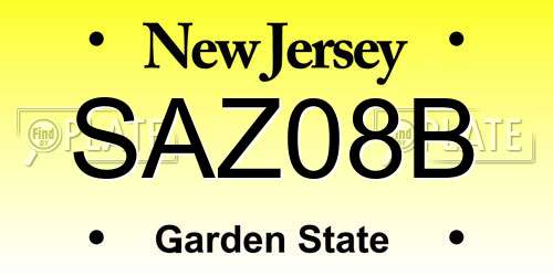 SAZ08B New Jersey License Plate
