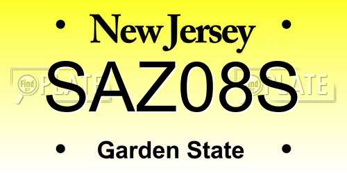 SAZ08S New Jersey License Plate