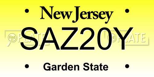 SAZ20Y New Jersey License Plate