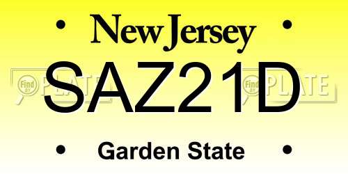 SAZ21D New Jersey License Plate