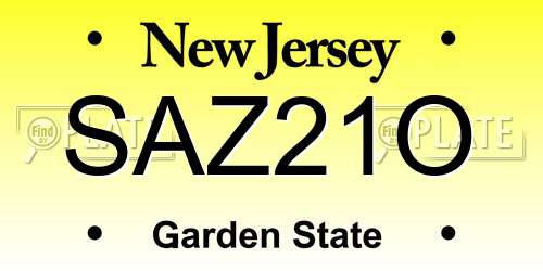 SAZ21O New Jersey License Plate