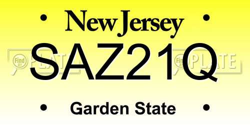 SAZ21Q New Jersey License Plate