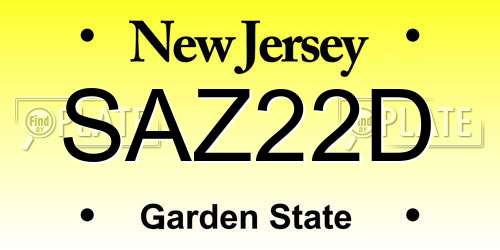 SAZ22D New Jersey License Plate