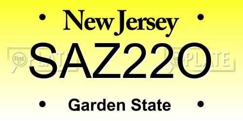 SAZ22O New Jersey License Plate