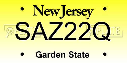 SAZ22Q New Jersey License Plate