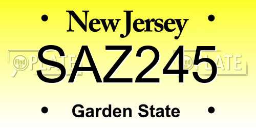 SAZ245 New Jersey License Plate