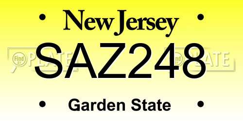 SAZ248 New Jersey License Plate