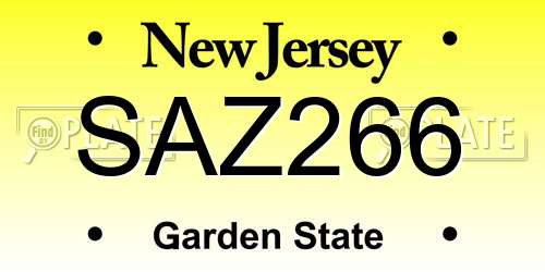 SAZ266 New Jersey License Plate