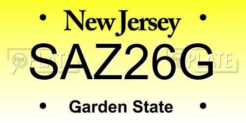 SAZ26G New Jersey License Plate