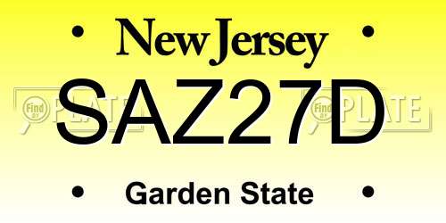SAZ27D New Jersey License Plate