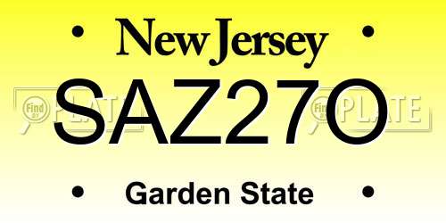 SAZ27O New Jersey License Plate