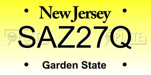 SAZ27Q New Jersey License Plate