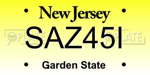 SAZ45I New Jersey License Plate