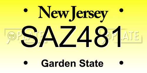SAZ481 New Jersey License Plate