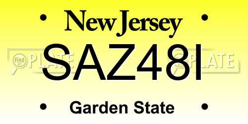 SAZ48I New Jersey License Plate