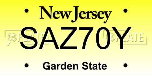 SAZ70Y New Jersey License Plate