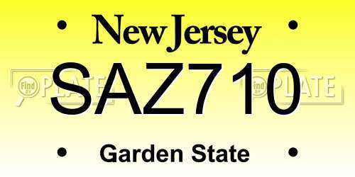 SAZ710 New Jersey License Plate
