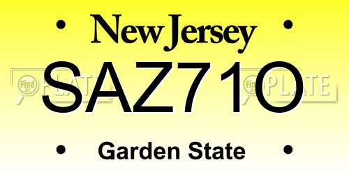SAZ71O New Jersey License Plate