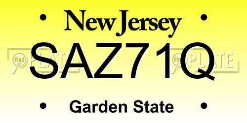 SAZ71Q New Jersey License Plate