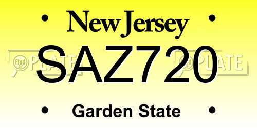 SAZ720 New Jersey License Plate
