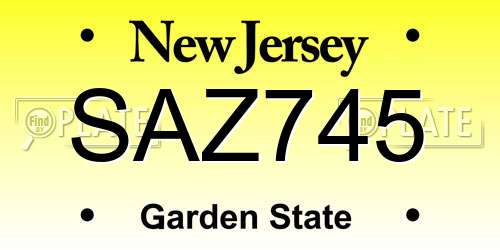 SAZ745 New Jersey License Plate