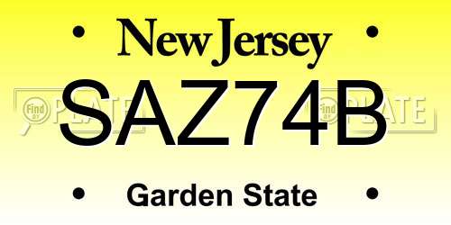 SAZ74B New Jersey License Plate