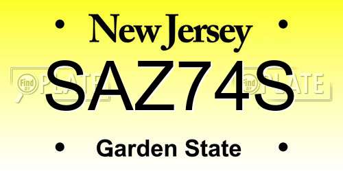 SAZ74S New Jersey License Plate