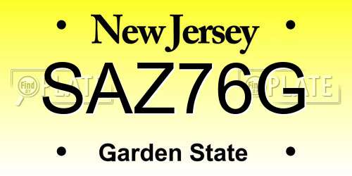 SAZ76G New Jersey License Plate