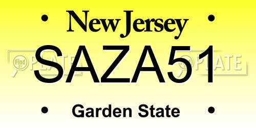 SAZA51 New Jersey License Plate