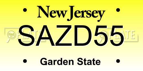 SAZD55 New Jersey License Plate