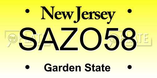 SAZO58 New Jersey License Plate
