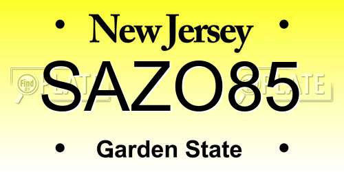 SAZO85 New Jersey License Plate