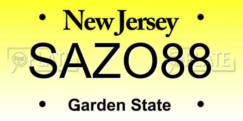 SAZO88 New Jersey License Plate