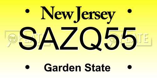 SAZQ55 New Jersey License Plate
