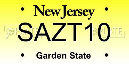 SAZT10 New Jersey License Plate