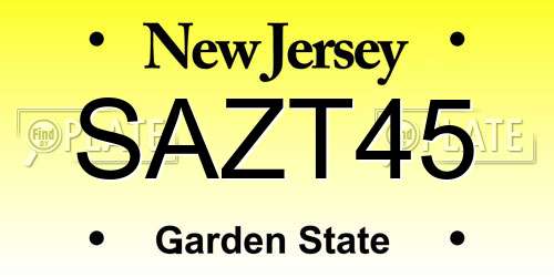SAZT45 New Jersey License Plate