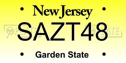 SAZT48 New Jersey License Plate