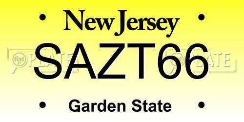 SAZT66 New Jersey License Plate
