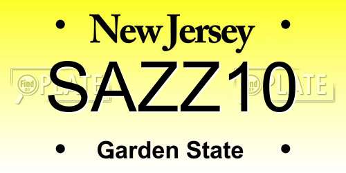 SAZZ10 New Jersey License Plate