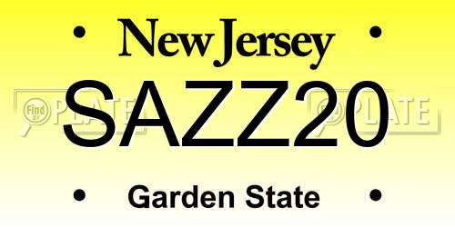 SAZZ20 New Jersey License Plate