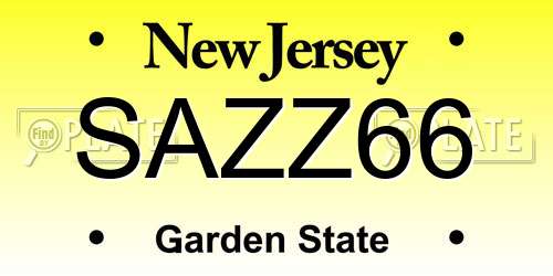 SAZZ66 New Jersey License Plate